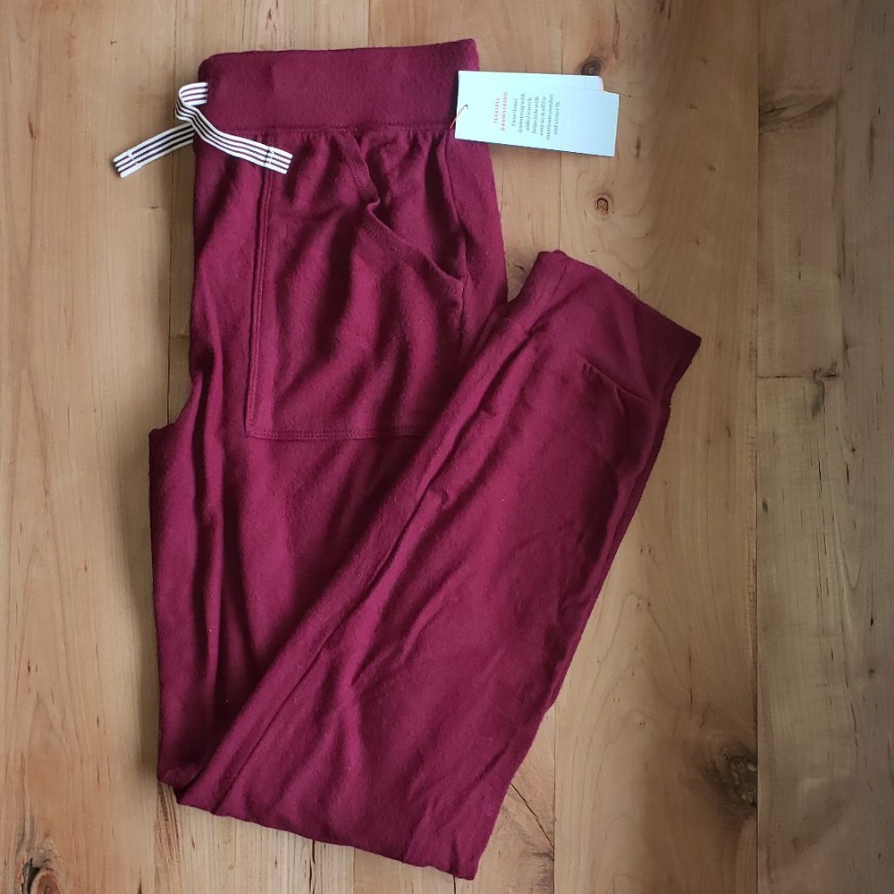 Girl's Burgundy Joggers Sweatpants Flexible Draw String